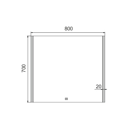 800x700 LED mirror with touch sensor