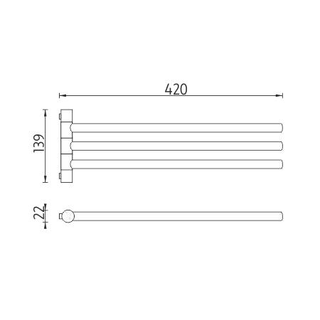 Swivel towel rack, 42 cm