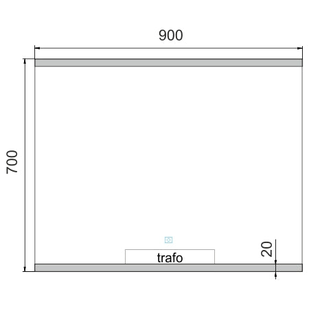 900x700 LED mirror with touch sensor