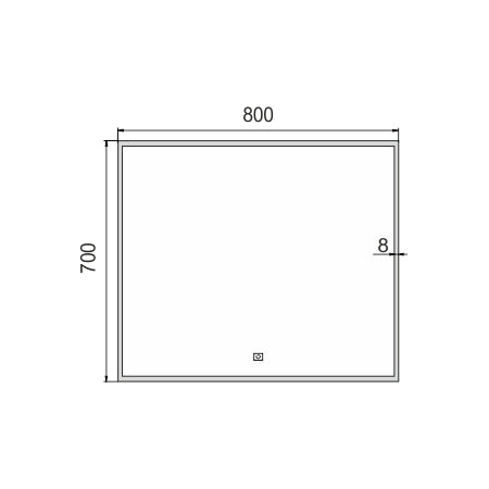 800x700 LED mirror with touch sensor