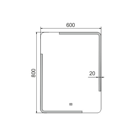 600x800-as LED-es tükör érintésérzékelővel