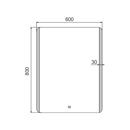 600x800-as LED-es tükör érintésérzékelővel