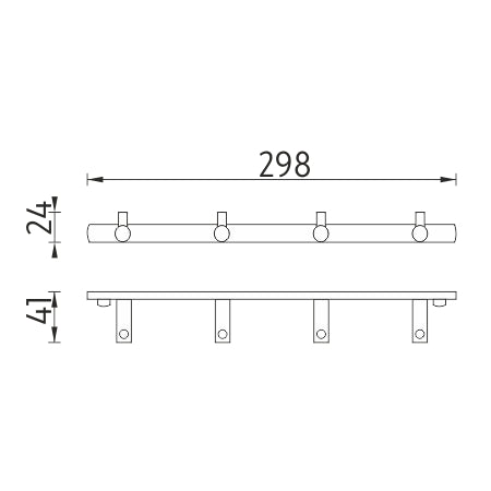 A four-hook with single hooks