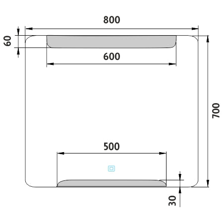 800x700 LED mirror with touch sensor