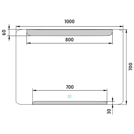 1000x700-as LED-es tükör érintésérzékelővel