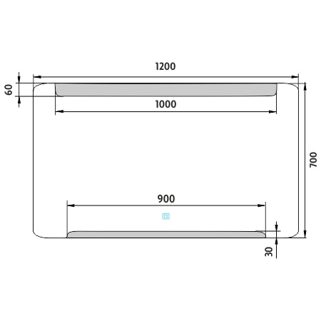 1200x700-as LED-es tükör érintésérzékelővel