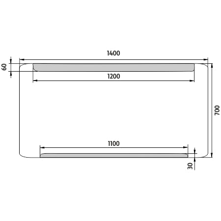 LED-es tükör 1400x700
