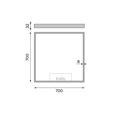 700x700-es LED-es tükör