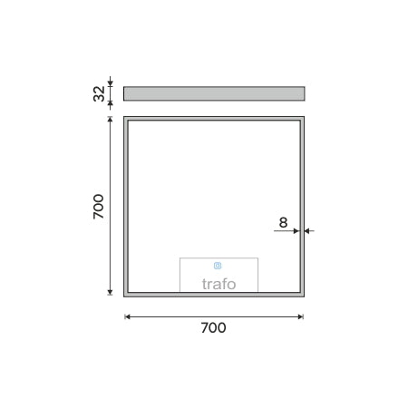 700x700-as LED-es tükör érintésérzékelővel