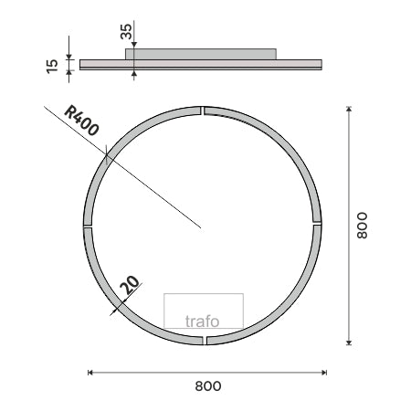 800x800-as LED-es tükör