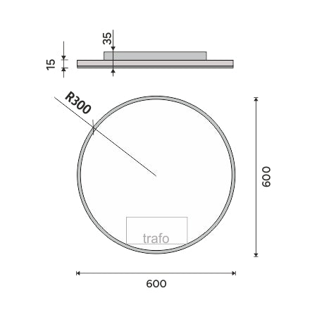 600x600-as LED-es tükör