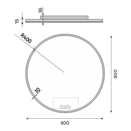 800x800-as LED-es tükör