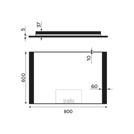 fekete LED-es tükör 800x600