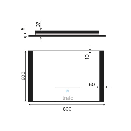 Black LED mirror, 800x600, with touch sensor