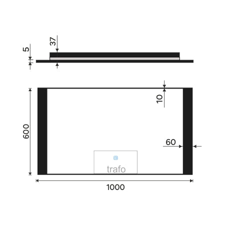 Black LED mirror, 1000x600, with touch sensor
