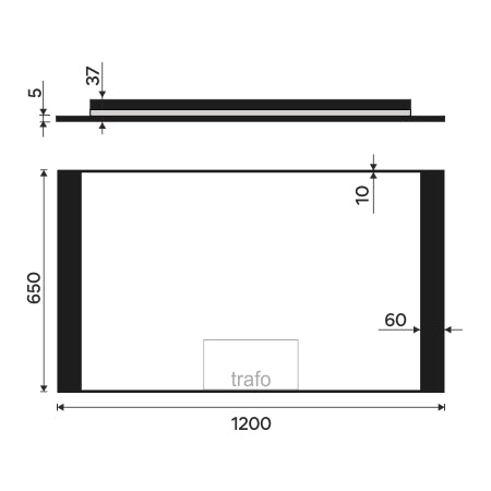 fekete LED-es tükör 1200x650