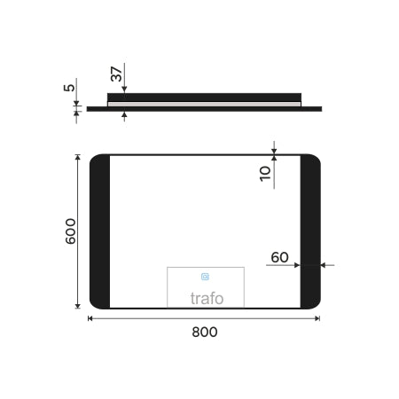 Black LED mirror, 800x600, with touch sensor