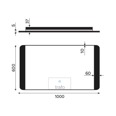 Black LED mirror, 1000x600, with touch sensor