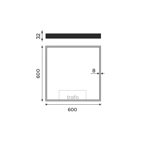 fekete LED-es tükör 600x600