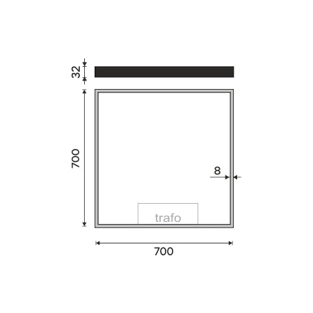 fekete LED-es tükör 700x700