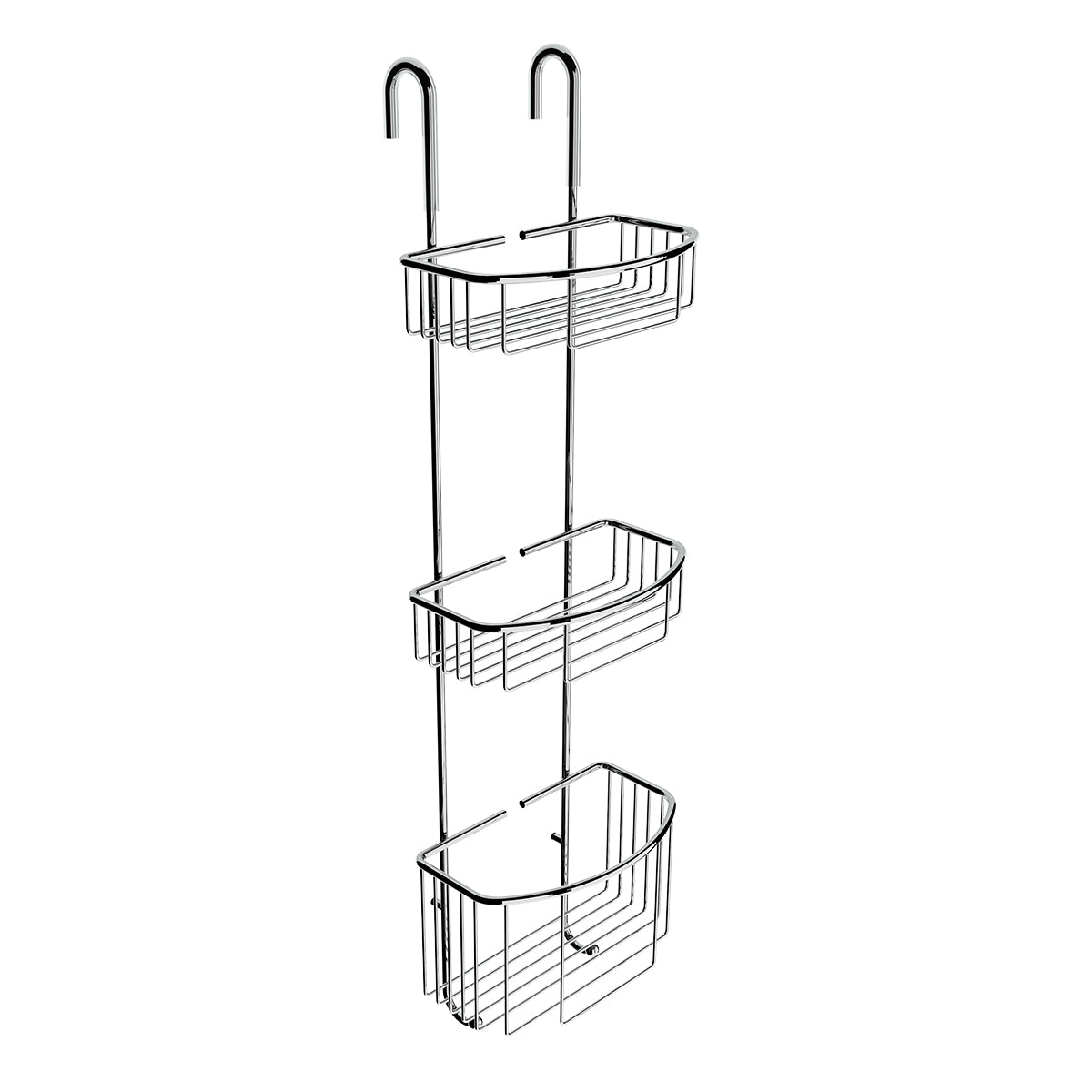 Three-tier wall-mounted shelf, chrome